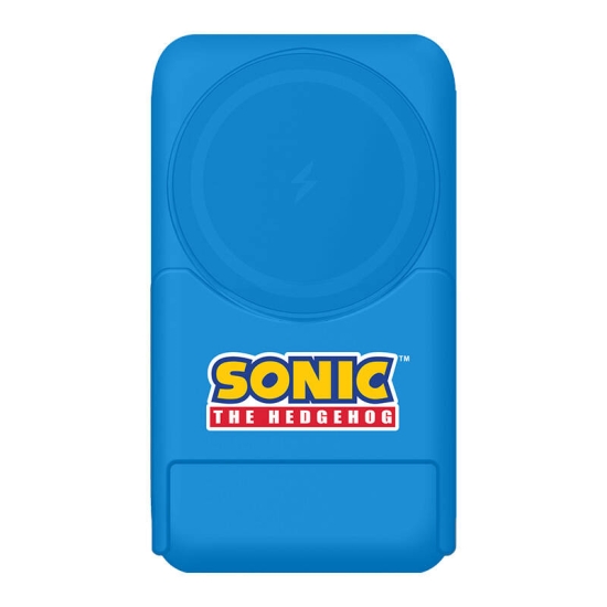 Powerbank magnetyczny OTL 5000 mAh, USB-C 15W, Sonic The Hedgehog ze stojakiem (niebieski)