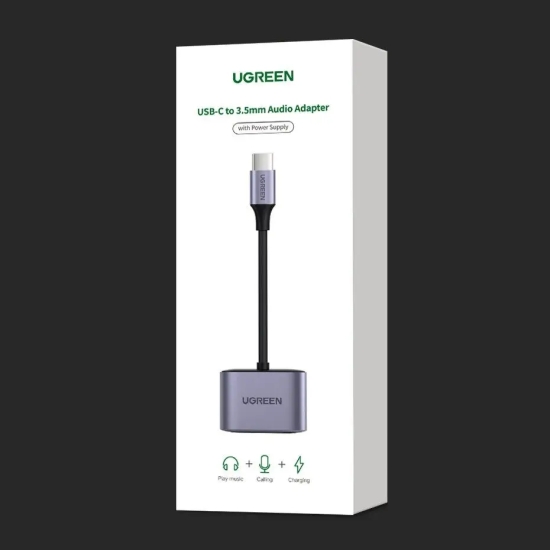 Adapter audio UGREEN CM231 USB-C do mini jack 3.5mm (szary)