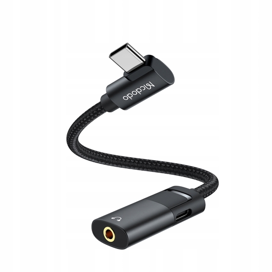 Adapter USB-C do AUX mini jack 3.5mm + USB-C, Mcdodo CA-1880 (czarny)