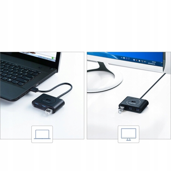 HUB USB 3.0 + USB-C 3.1 UGREEN 4-portowy, OTG CR113 (czarny)