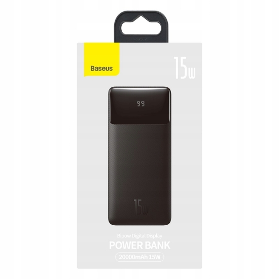 Powerbank Baseus Bipow 20000mAh, 2xUSB, USB-C, 15W (czarny)