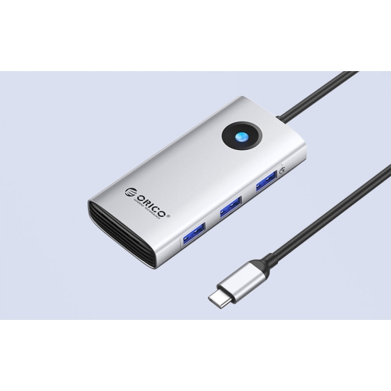 Stacja dokująca HUB 6w1 Orico USB-C, HDMI, 3xUSB (srebrna)