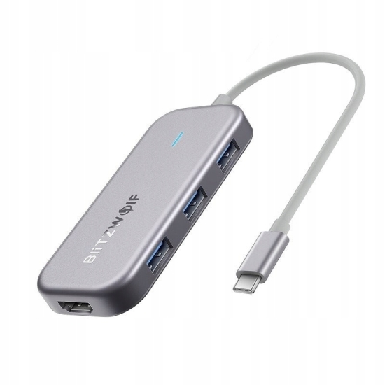 Adapter 7w1 Blitzwolf BW-TH5 Hub USB-C do 3xUSB 3.0, HDMI, USB-C PD, SD, mi