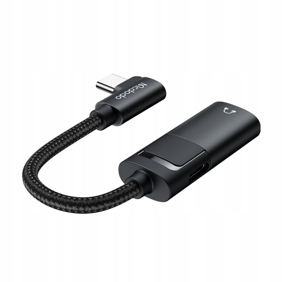 Adapter USB-C do AUX mini jack 3.5mm + USB-C, Mcdodo CA-1880 (czarny)