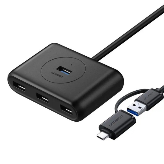 HUB USB 3.0 + USB-C 3.1 UGREEN 4-portowy, OTG CR113 (czarny)