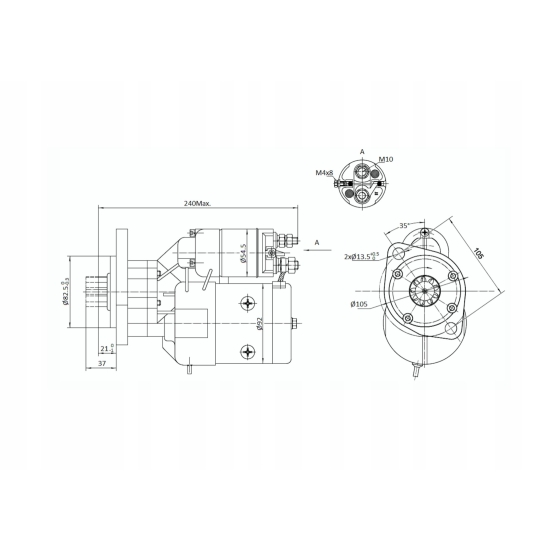 Rozrusznik z reduktorem typu Magneton Deutz Fendt 9142708 ELMOT