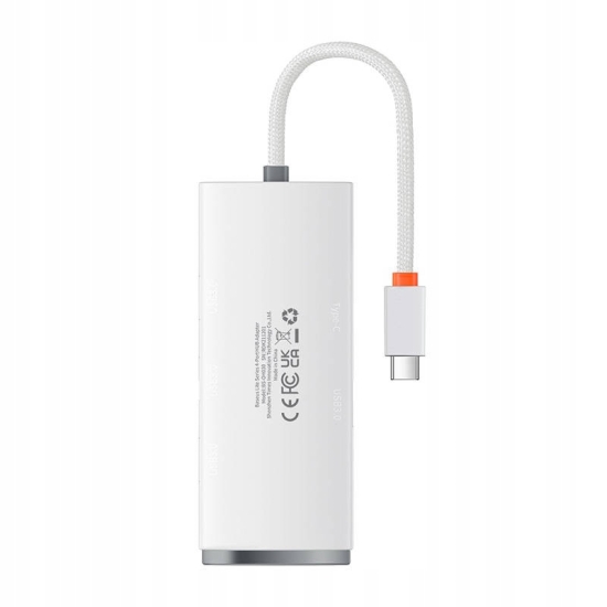 Hub 4w1 Baseus Lite Series USB-C do 4x USB 3.0 + USB-C, 25cm (biały)