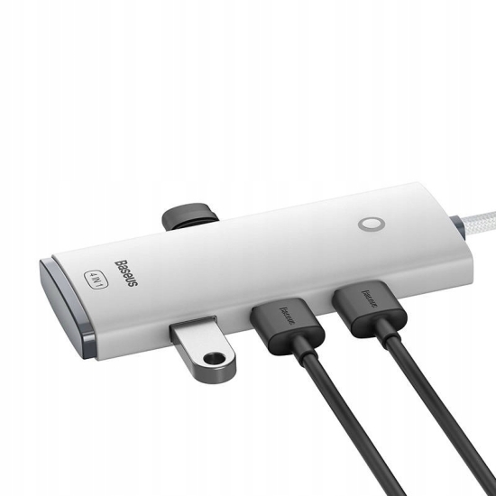 Hub 4w1 Baseus Lite Series USB-C do 4x USB 3.0 + USB-C, 25cm (biały)