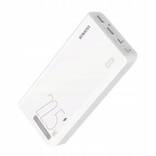 Powerbank 30000mAh 22.5W Romoss SENSE8F (biały) Lightning USB-C USB i micro