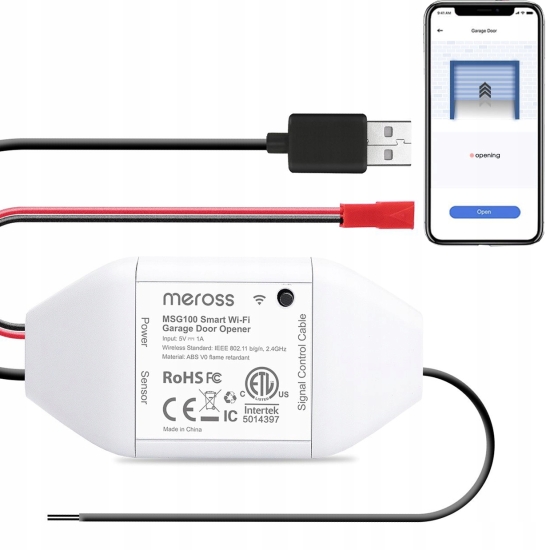 Inteligentny przełącznik drzwi garażowych Meross MSG100HK (HomeKit)