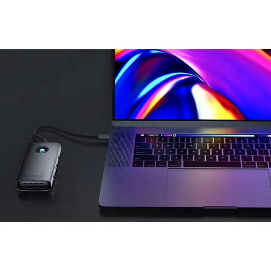 Stacja dokująca HUB 6w1 Orico USB-C, HDMI, 3xUSB (szara)