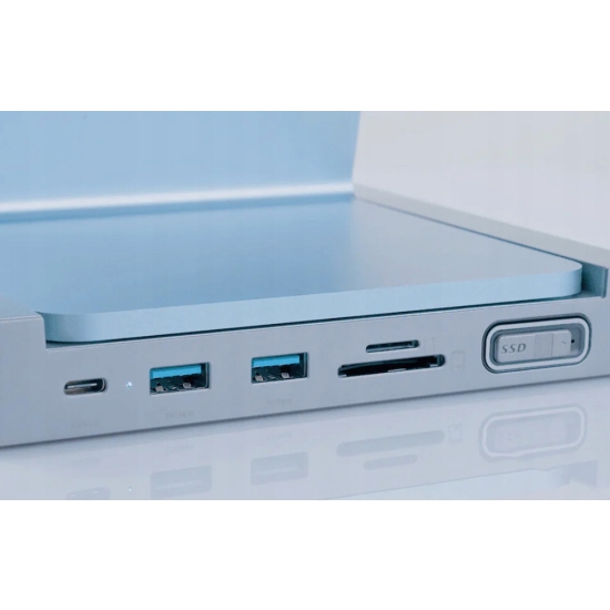 Stacja dokująca / Hub USB-C do iMac INVZI MagHub 8w1 z kieszenią SSD (szara